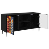 TV Cabinet ESSEN 102 x 33 x 51 cm Black Oak Engineered Wood 8007062