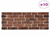 Wall Panels 10 pcs Brown Brick 100 x 50 cm EPS Foam 332923