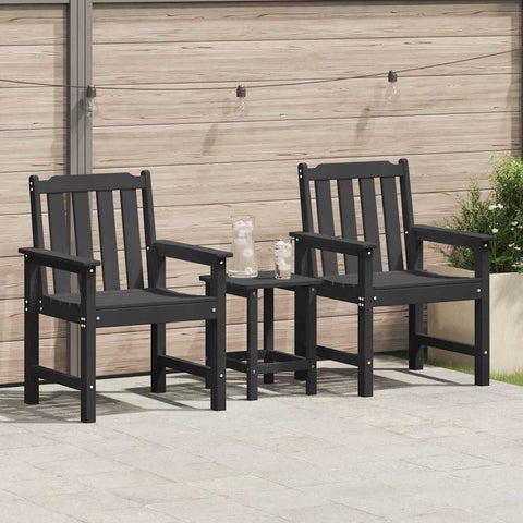 Garden Dining Chair 2 pcs Black 65.5 x 59 x 88cm HDPE 42006605