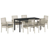 Garden Dining Set with Cushion 7 pcs Light Grey Poly rattan 3379902
