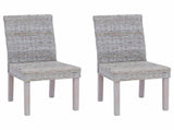 Dining Chair 2 pcs Solid Mahogany Wood White Wash 42012419