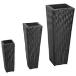 Garden Raised Beds 3 pcs Poly Rattan Black 40534