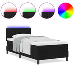 ZNTS Bed Frame with Mattress Black and White Fabric 90 x 200 cm 3342179