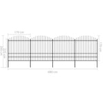 ZNTS Garden Fence with Spear Top Steel x6.8 m Black 277751