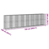 Gabion Basket with Cover 750x100x200 cm Galvanised Iron 3295238