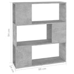 Book Cabinet Room Divider Concrete Grey 80x24x94 cm Engineered Wood 809129