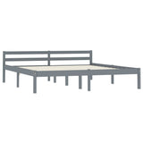 Bed Frame Grey Solid Pine Wood, Plywood Super King Durable 283201