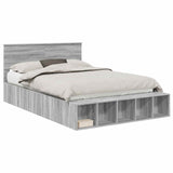 Bed Frame with Shelf Grey Sonoma 140 x 190 cm Engineered Wood 3408366