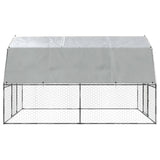 Chicken Cage with Roof and Door Silver Galvanised Steel 3294911
