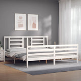 Bed Frame without Mattress White 200x200 cm Solid Wood 3194722