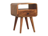 Solid Wood Mini Oak-ish Curve Open Bedside, 1 Drawer and Open Slot B2743P402936