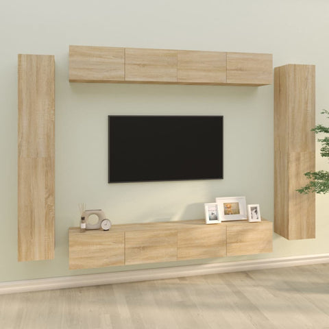 ZNTS 8 Piece TV Cabinet Set Sonoma Oak Engineered Wood 3114296