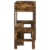 Loft Bed Frame with Desk Smoked Oak 75 x 190 cm Engineered Wood 3410431