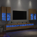 7 Piece TV Wall Cabinet Set with LED Lights Sonoma Oak 3216780