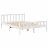 Bookcase Bed without Mattress White 150x200 cm King Size Solid Wood Pine 3322175