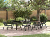 Garden Dining Set 7 pcs Black Powder-Coated Steel 3379385