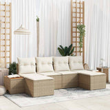Garden Sofa Set with Cushion 6 pcs Beige and Cream Poly Rattan 3356811