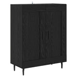 Highboard 2 pcs Black oak Engineered Wood and Glass 3416143