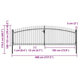 Double Door Fence Gate Woerden with Spear Top 400x174.5 cm 145739