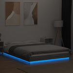 Bed Frame with LED Lights without Mattress Grey Sonoma 135x190cm 3281138