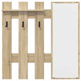 Wall-Mounted Coat Rack with Mirror Sonoma Oak 100 x 10 x 100 cm 874509