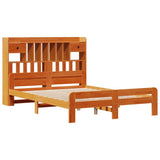 Bookcase Bed without Mattress Wax Brown 150x200 cm King Size Solid Wood Pine 3308881