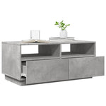 ZNTS Coffee Table with LED Lights Concrete Grey 90x49x40 cm 839836