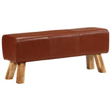 Gym Bok Bench Brown 110 cm Real Leather and Solid Wood Mango 351102