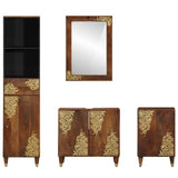 Bathroom Cabinet Set 4 pcs Honey Brown Solid Mango Wood 3310149