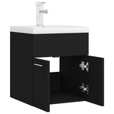 Sink Cabinet with Built-in Basin Black Engineered Wood 3071262
