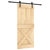 Sliding Door Natural and Black 90 x 210 cm Solid Pine Wood 3444907