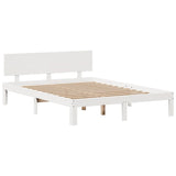 ZNTS Bookcase Bed without Mattress White 140x190cm Solid Wood Pine 3322659