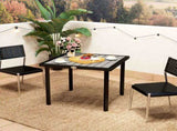 Square Garden Dining Table with 5.4cm Parasol Hole, Slatted Top, Metal Frame, 86 x 86 x 71 cm, Light T3398P322120