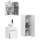 Bathroom Furniture Set 4 pcs White Engineered Wood and Glass 3407455