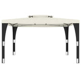 Gazebo with Double Roof Cream 3.98x2.98 m Steel 368442