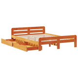 Bed frame without Mattress Wax Brown 150x200 cm King Size Solid Wood Pine 3309037