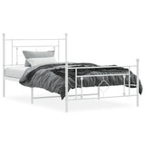Metal Bed Frame without Mattress with Footboard White 107x203cm 374402