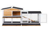 Rabbit Hutch Guinea Pig Hutch Wooden House with Run, 2 Tier Pet Cage Outdoor with No-leak Plastic T3398P375351