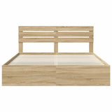 Bed Frame with Headboard Sonoma 180 x 200 cm Solid Pine Wood 3411385