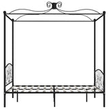 Canopy Bed Frame without Mattress Black Metal 140x200 cm 284477