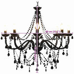 Chandelier with Beads Black 8 x E14 Bulbs 281605