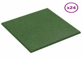 Fall Protection Tiles 24 pcs Green 50 x 50 cm Rubber 3444844