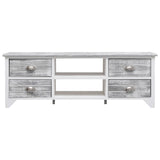 TV Cabinet White and Grey 108x30x40 cm Solid Paulownia Wood 338513