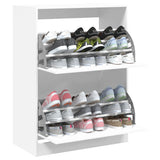Shoe Cabinet with 2 Flip-Drawers White 80x42x108 cm 3214399