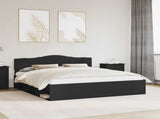 Bed Frame with Headboard Black 200 x 200 cm Solid Pine Wood 3412854