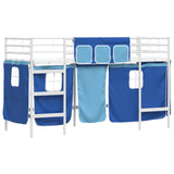 Kids'Loft Bed Frame with Curtains White and Blue 100 x 190 cm 42020819