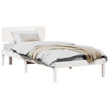 Bed Frame with Headboard White 90 x 200 cm Solid Pine Wood 872123
