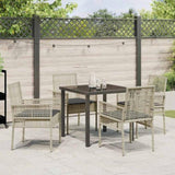 Garden Dining Set with Cushion 5 pcs Light Grey Poly Rattan 3379899