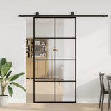 Sliding Door with Hardware Set Black 102.5x205 cm ESG Glass 3375946