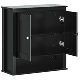 Bathroom Wall Cabinet Black Solid pine wood, engineered wood, metal 358551